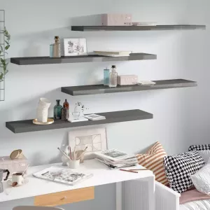 VIDAXL Wandschappen zwevend 4 st 120x23 5x3 8 cm MDF hoogglans grijs
