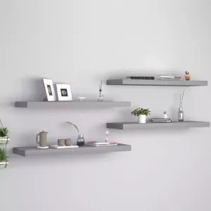 VIDAXL Wandschappen zwevend 4 st 80x23 5x3 8 cm MDF grijs