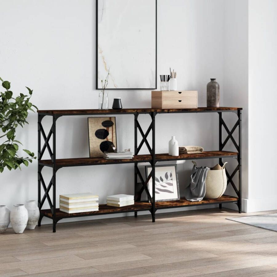 VidaXL -Wandtafel-156x28x80 5-cm-bewerkt-hout-gerookt-eikenkleurig