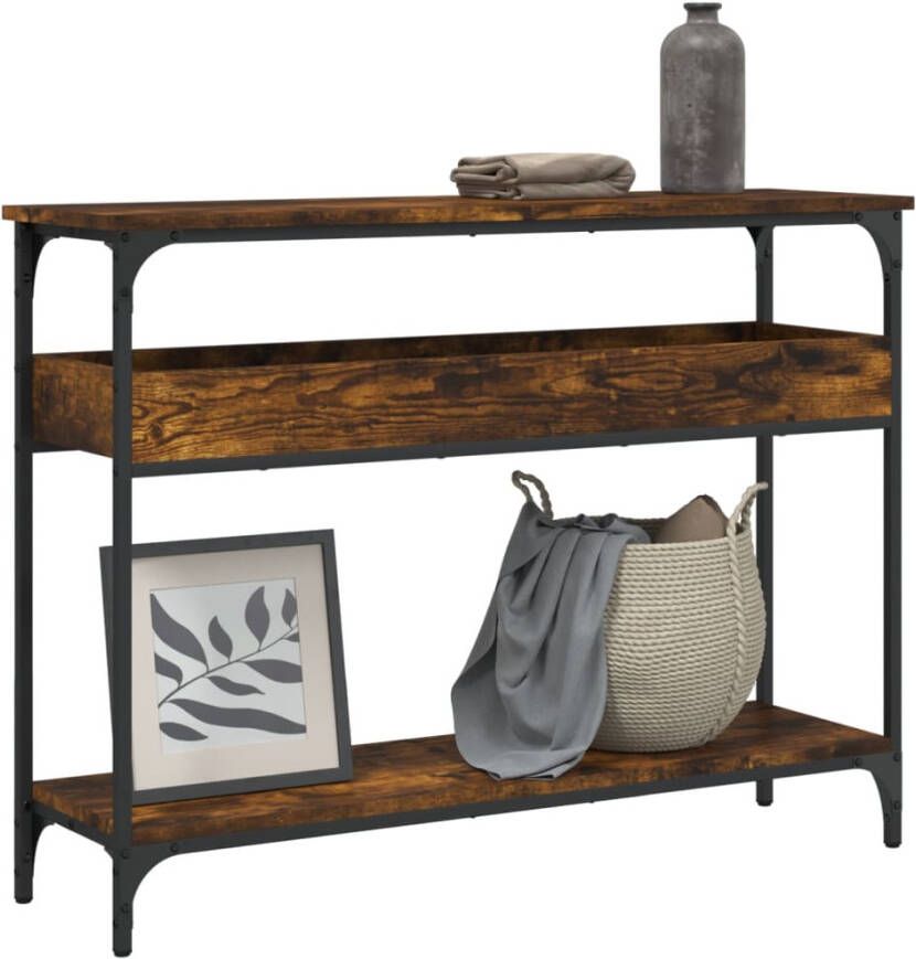 VidaXL -Wandtafel-met-schap-100x29x75-cm-bewerkt-hout-gerookt-eiken - Foto 2