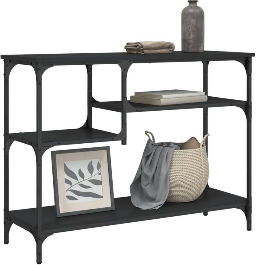 VidaXL -Wandtafel-met-schappen-100x35x75-cm-zwart - Foto 2