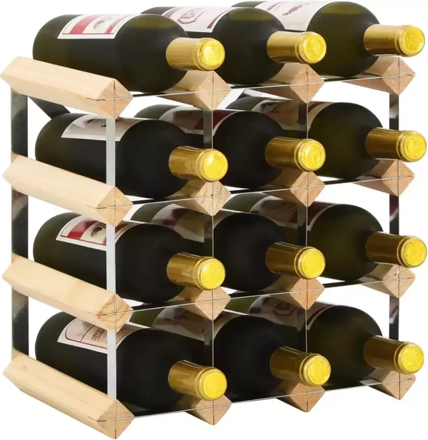 VIDAXL Wijnrek voor 12 flessen massief grenenhout - Foto 4