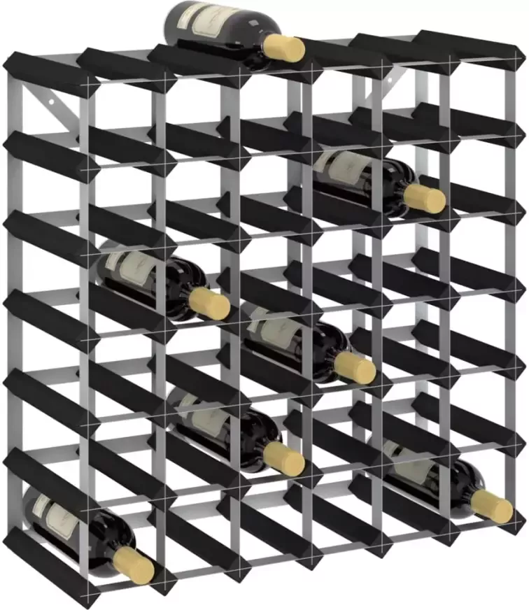 VIDAXL Wijnrek voor 42 flessen massief grenenhout zwart - Foto 4