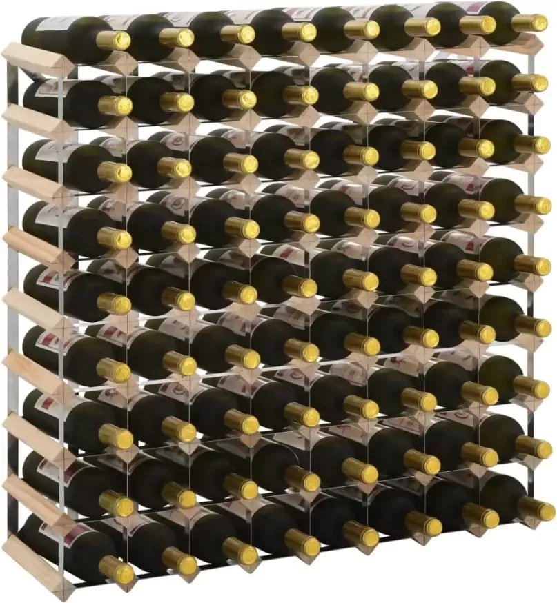 VidaXL Wijnrek voor 72 flessen massief grenenhout