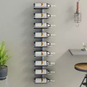 VidaXL Wijnrek voor 9 flessen wandmontage ijzer wit