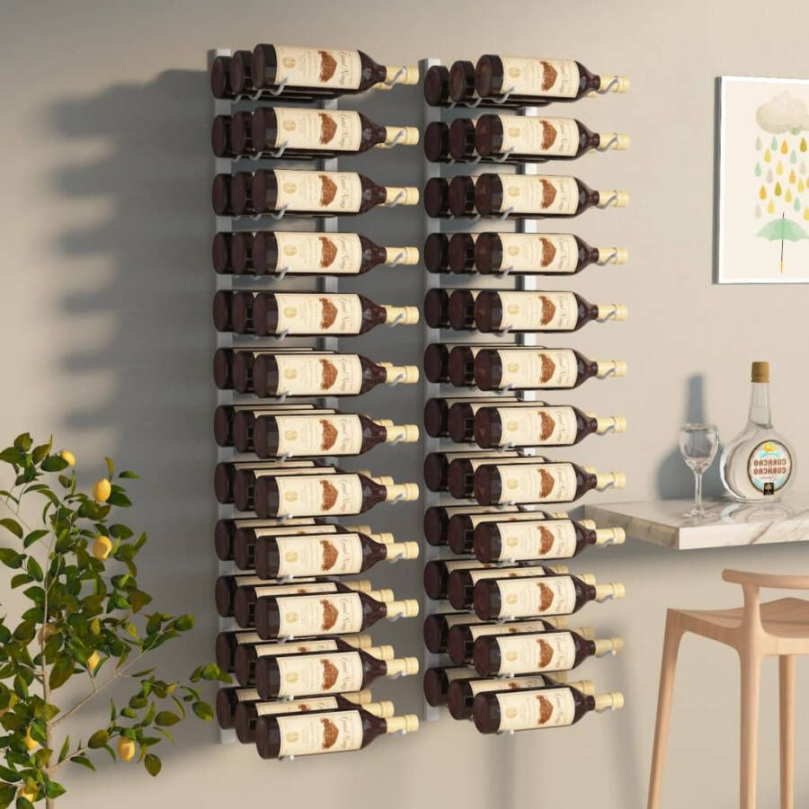VIDAXL Wijnrekken 2 st voor 36 flessen wandmontage ijzer wit - Foto 4