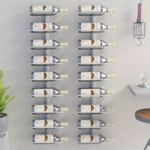 VidaXL Wijnrekken 2 st wandmontage voor 9 flessen ijzer wit