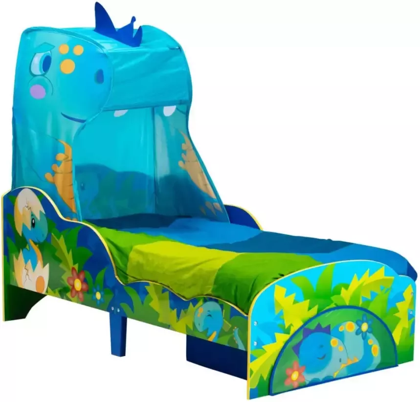 Worlds Apart Peuterbed met lade dinosaurus blauw groen 142x77x138 cm - Foto 2