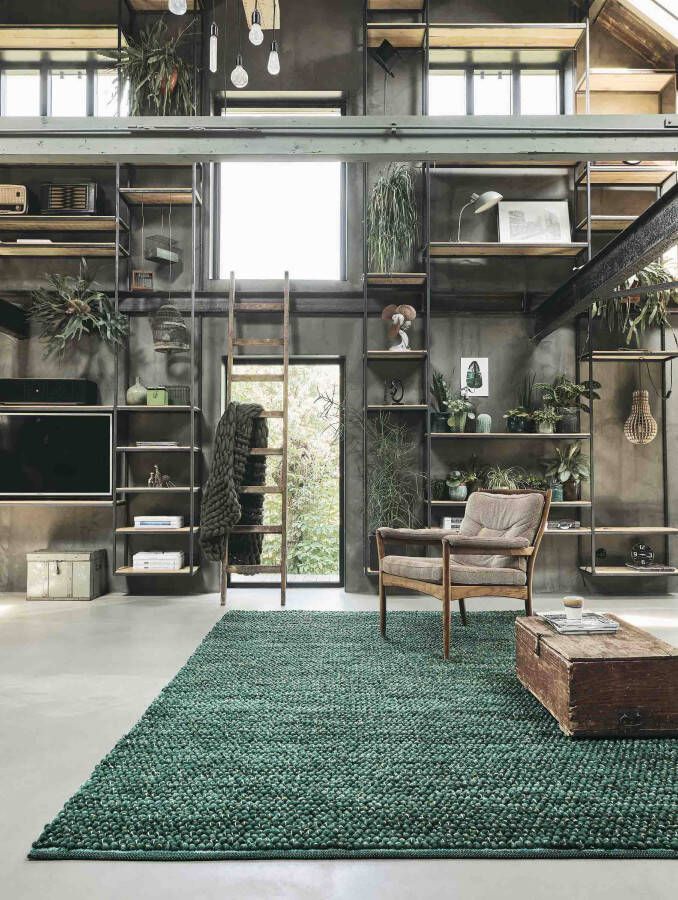 Brink & Campman Brink en Campman Cobble 29207 Vloerkleed 200x300 Rechthoek Laagpolig Structuur Tapijt Industrieel Groen