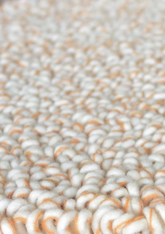 Brink & Campman Brink en Campman Brink en Campman Trace Mandarin Orange Loop Pile 121003 Vloerkleed 170x240 Rechthoek Hoogpolig Tapijt Modern Oranje Wit