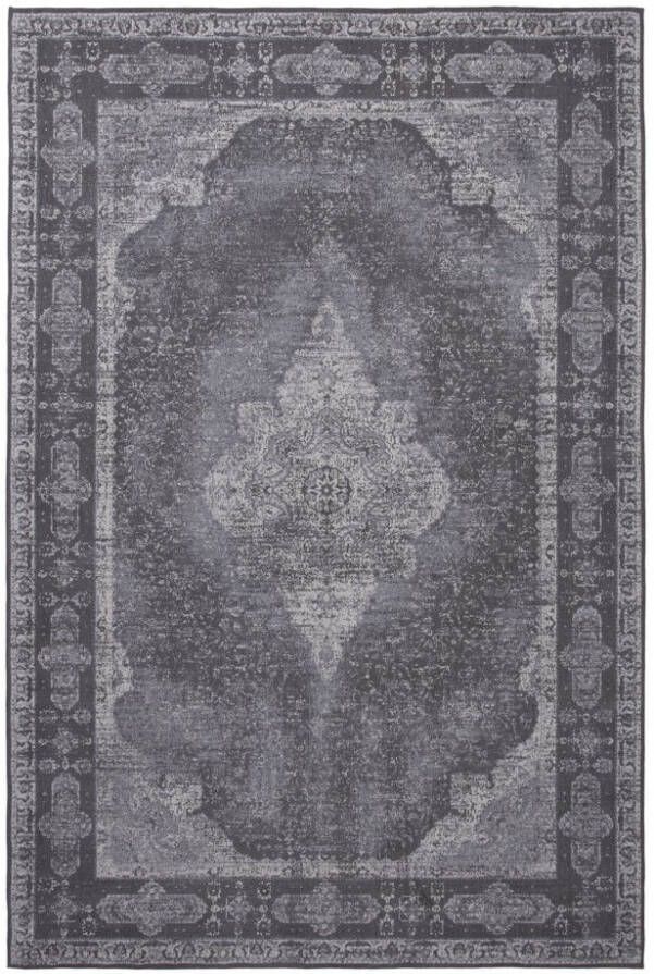 Brinker carpets Festival Lowla Dash Grey 1 Vloerkleed 200x290 Rechthoek Laagpolig Vintage Tapijt Industrieel Antraciet Grijs