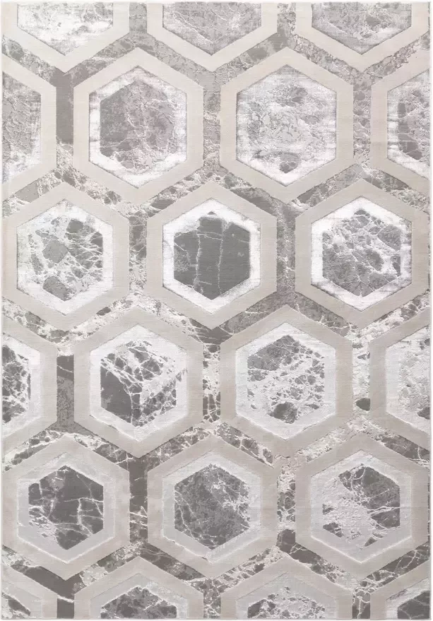 Eazy Living Easy Living Aurora-Crystal Vloerkleed 160x230 Rechthoek Laagpolig Tapijt Klassiek Meerkleurig Zilver - Foto 2