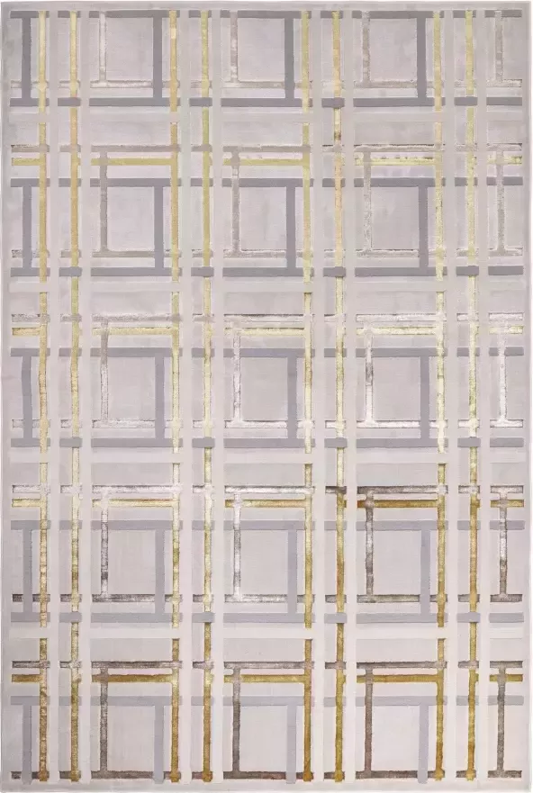 Eazy Living Easy Living Aurora-au15-Elexus Vloerkleed 160x230 Rechthoek Laagpolig Tapijt Modern Goud Grijs - Foto 2