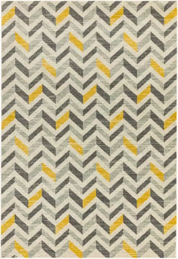 Eazy Living Easy Living Colt Chevron Mustard Vloerkleed 160x230 Rechthoek Laagpolig Tapijt Modern Geel Grijs