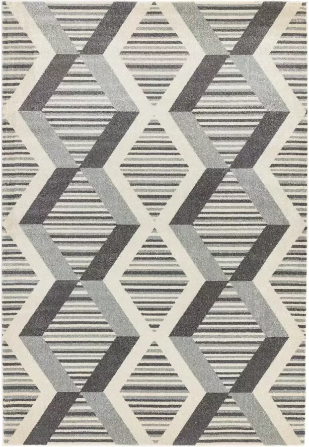 Easy living Colt Diamond Grey Vloerkleed 160x230 Rechthoek Laagpolig Tapijt Modern Grijs