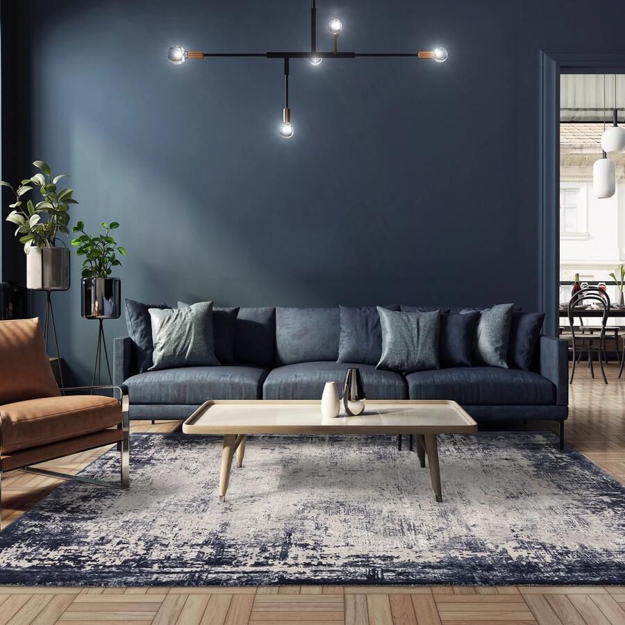 Easy Living Vloerkleed Kuza Border Navy Rug