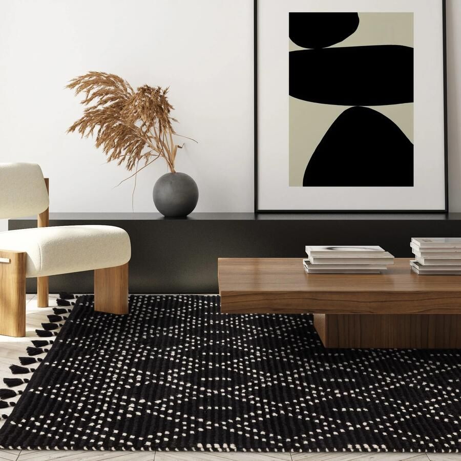 Easy Living Vloerkleed Nepal Boho Black Cream Diamon Rug