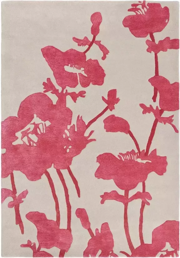 Florence Broadhurst Floral 300 39600 Vloerkleed 170x240 Rechthoek Laagpolig Tapijt Klassiek Grijs Roze
