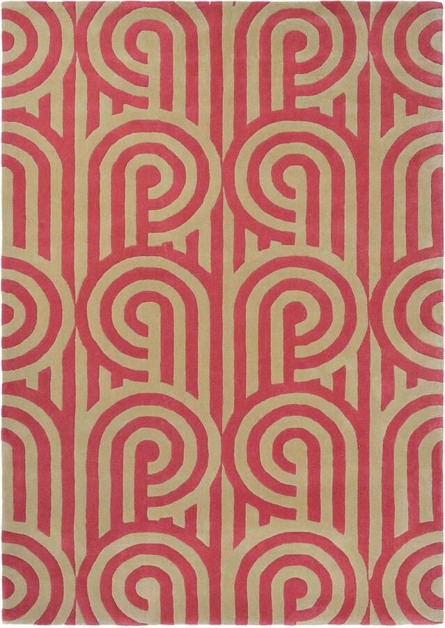 Florence Broadhurst Turnabouts claret 39200 Vloerkleed 250x350 Rechthoek Laagpolig Tapijt Klassiek Goud Rood