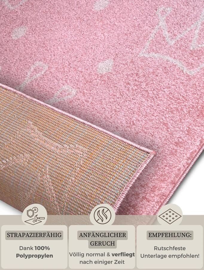 Hanse Home Adventures children&apos;s carpet Crowns Rose 160x235 cm