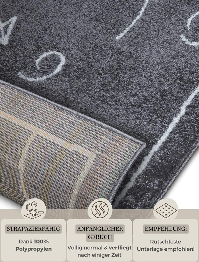 Hanse Home Adventures children&apos;s carpet Gameplan Dark Grey 120x170 cm