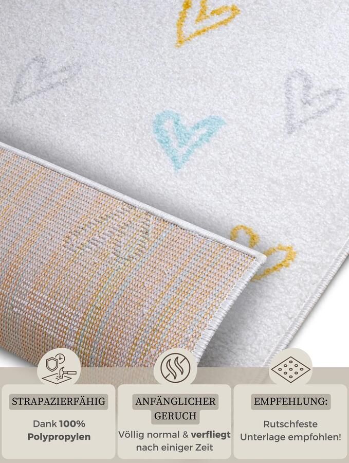 Hanse Home Adventures children&apos;s carpet Hearts Cream Multicolor 120x170 cm