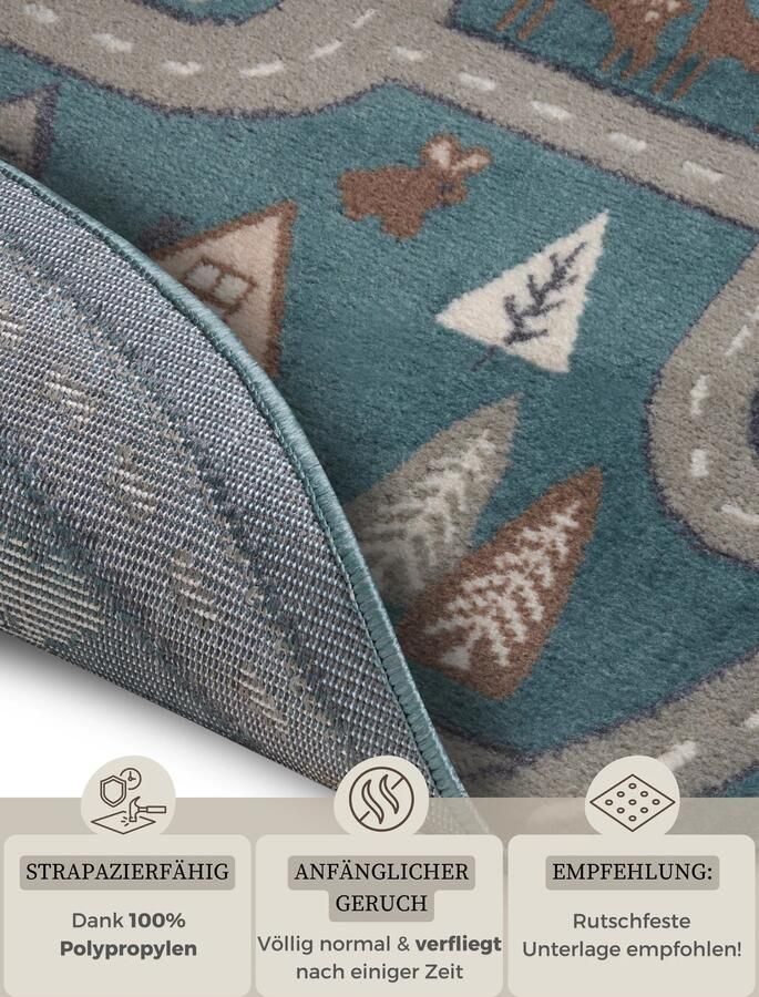 Hanse Home Adventures children&apos;s carpet Round Streets Green Grey 100 cm