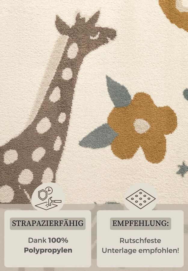 Hanse Home Adventures Kids Rug Animal Safari Cream Multicolor 120x170 cm