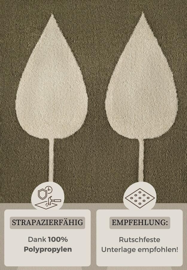 Hanse Home Adventures Kids Rug Lovely Leaves Green Cream 160x235 cm