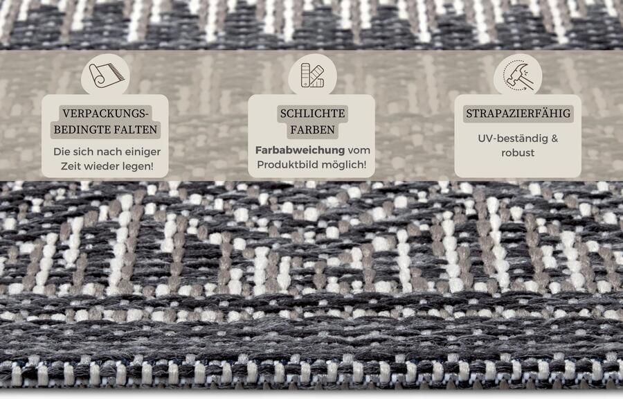 Hanse Home Clyde In- and Outdoor Carpet Loto Grey Beige 115x170 cm