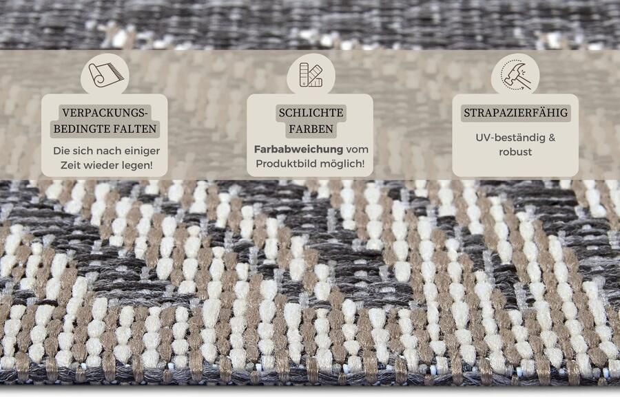 Hanse Home Clyde In- and Outdoor Carpet Paru Grey Cream 115x170 cm