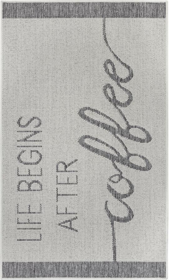 Hanse Home Cucina Anti-Slip Runner Life Begins After Coffee Creme Grey 62x150 cm