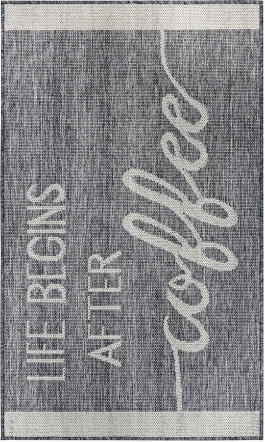 Hanse Home Cucina Anti-Slip Runner Life Begins After Coffee Grey Creme 62x150 cm