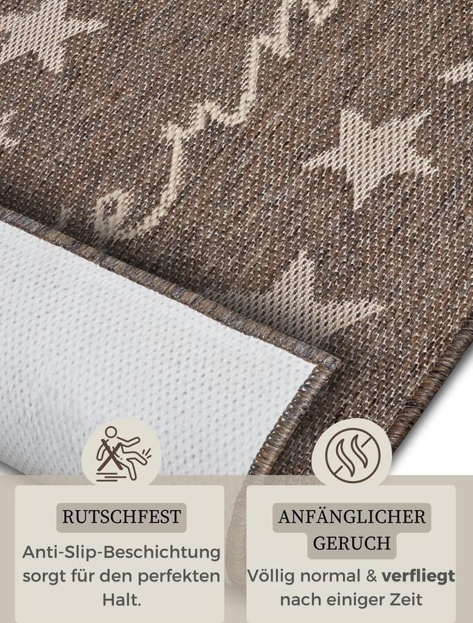 Hanse Home Cucina Anti-Slip Runner Melierte Sterneküche Brown 62x150 cm