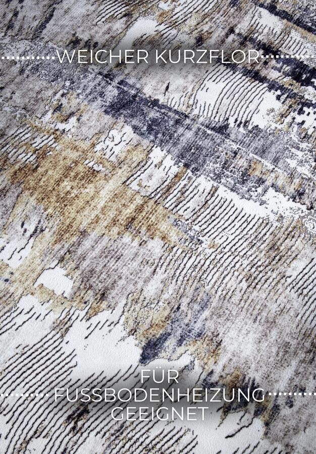 Hanse Home ELLE Decoration Imagination Shortpile Rug Malard Anthracite Gold 200x290 cm