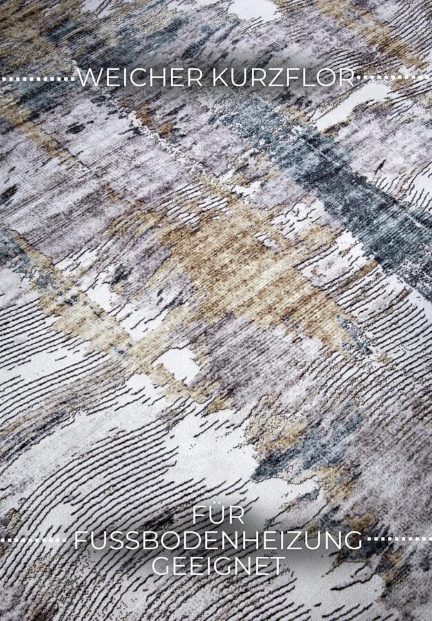 Hanse Home ELLE Decoration Imagination Shortpile Rug Malard Saphire Gold 120x160 cm