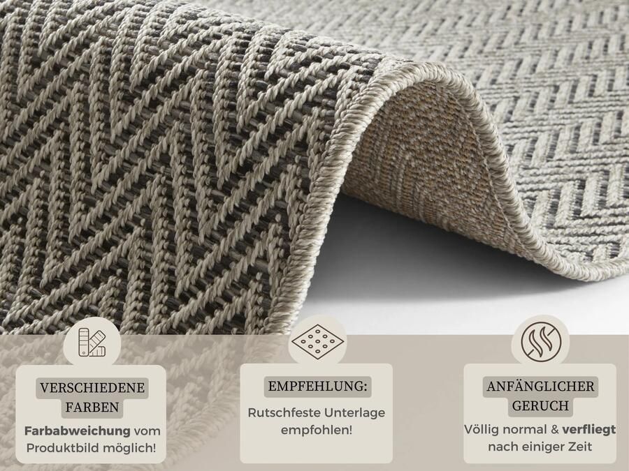 Hanse Home Flatwoven Runner for In & Outdoor Nature 500 in Sisal-Look 80x250 cm