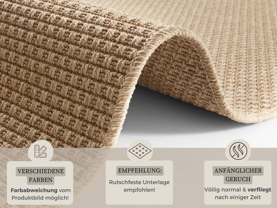 Hanse Home Flatwoven Runner for In & Outdoor Nature 600 in Sisal-Look 80x250 cm