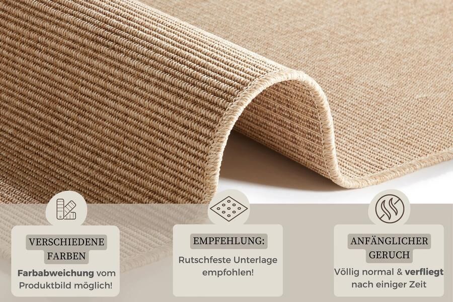 Hanse Home Flatwoven Runner for In & Outdoor Sisal-Look 80x450 cm