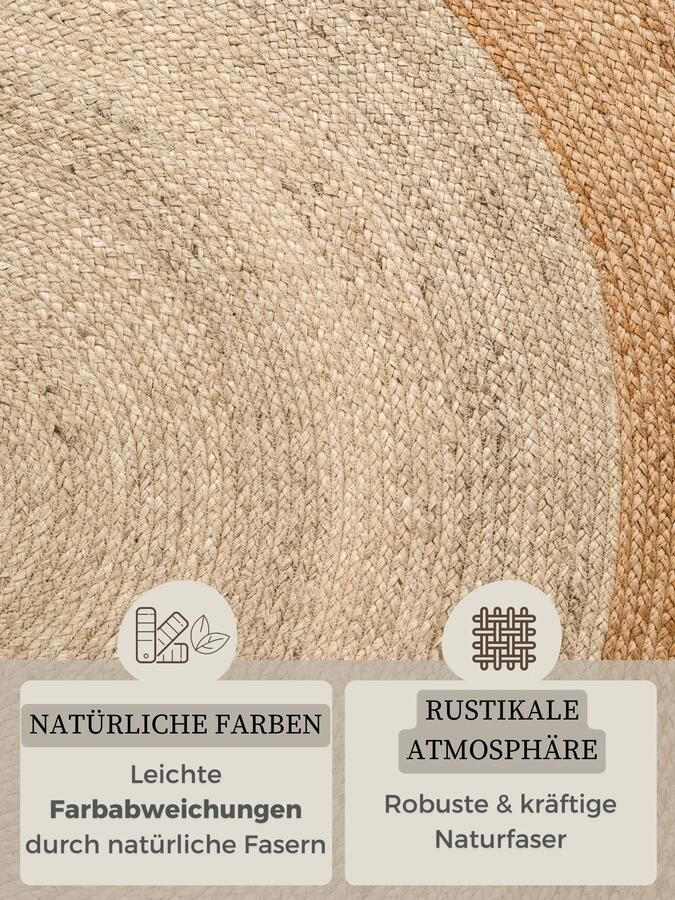 Hanse Home Jutta Jute Rug Round Jutta Natural Ivory Gold 120 cm