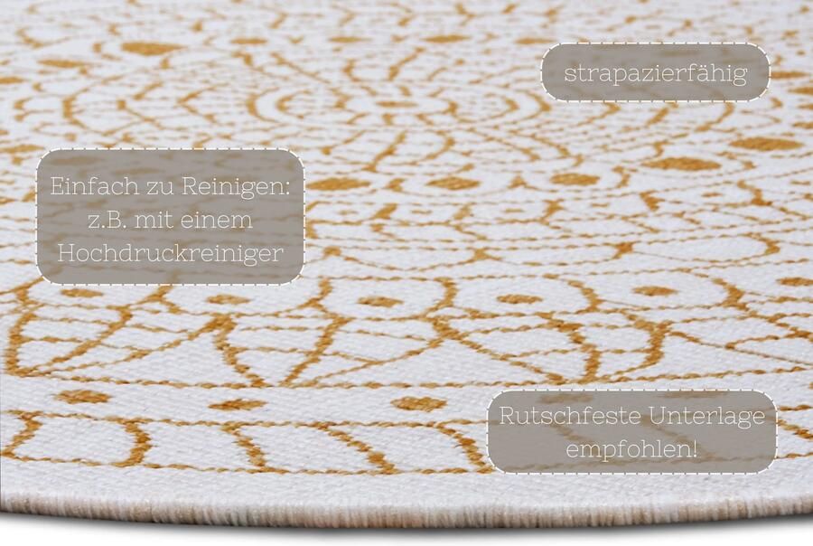 Hanse Home Northrugs In- and Outdoor reversible carpet round Porto Ochre 100 cm