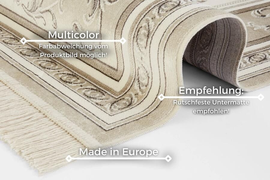 Hanse Home Oriental Velvet Carpet with Fringes Antik Flowers 135x195 cm