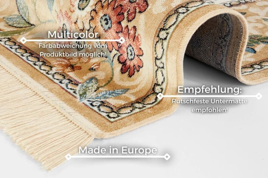 Hanse Home Oriental Velvet Carpet with Fringes Oriental Flowers 135x195 cm