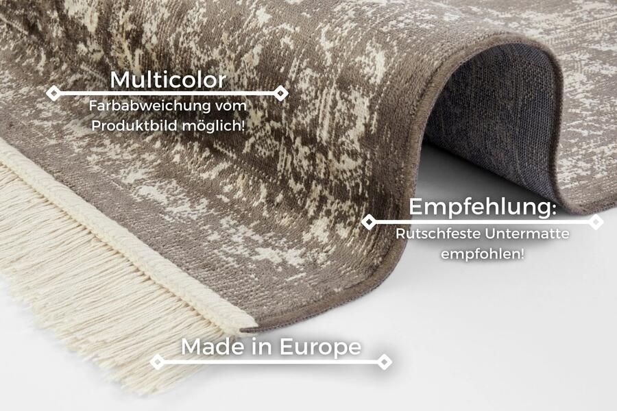 Hanse Home Oriental Velvet Carpet with Fringes Oriental Vintage Medaillon 160x230 cm