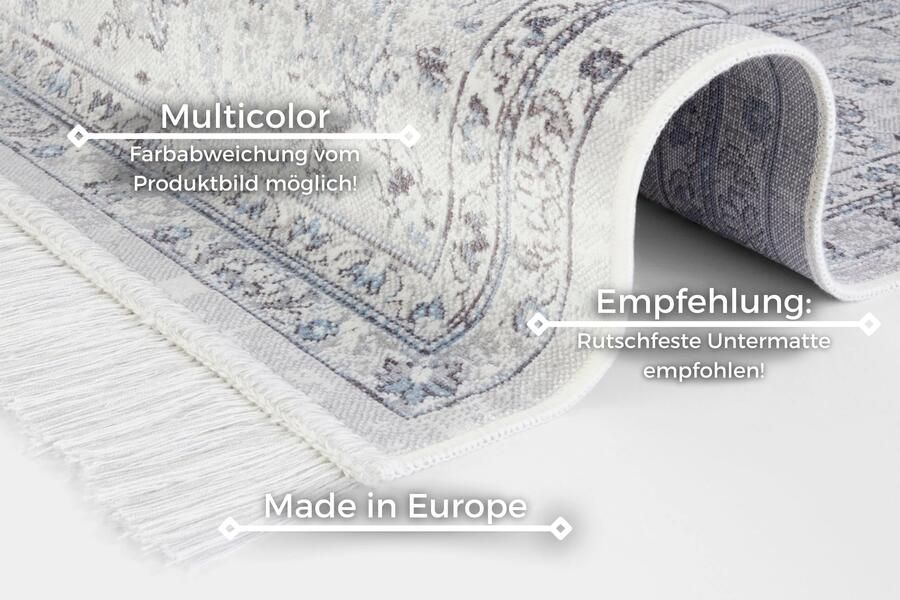 Hanse Home Oriental Velvet Carpet with Fringes Oriental Vintage Medaillon 135x195 cm