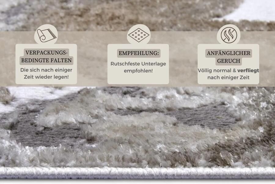 Hanse Home Shine Design Carpet Floral White Grey Brown 200x280 cm