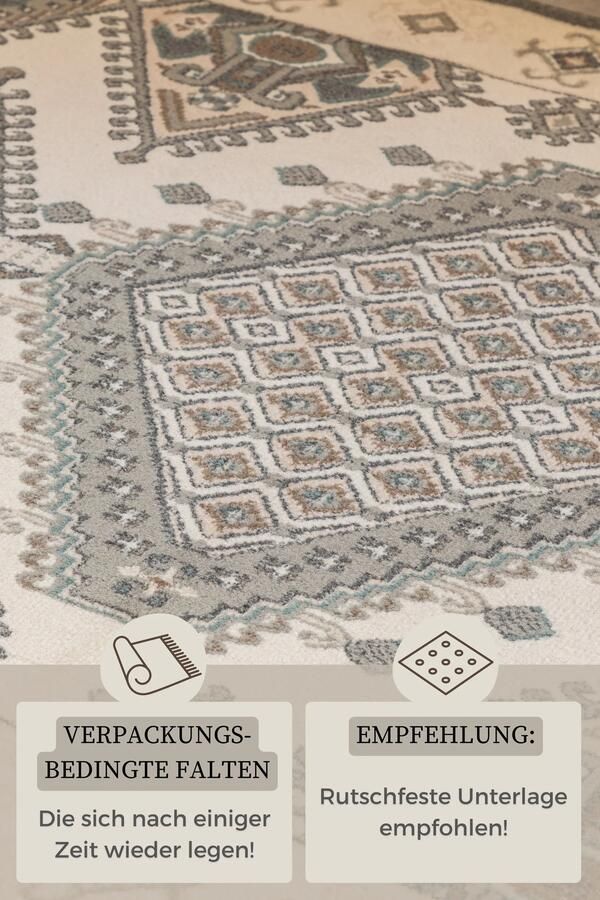 Hanse Home Terrain Designer Shortpile Rug Lakan Cream Grey 160x235 cm