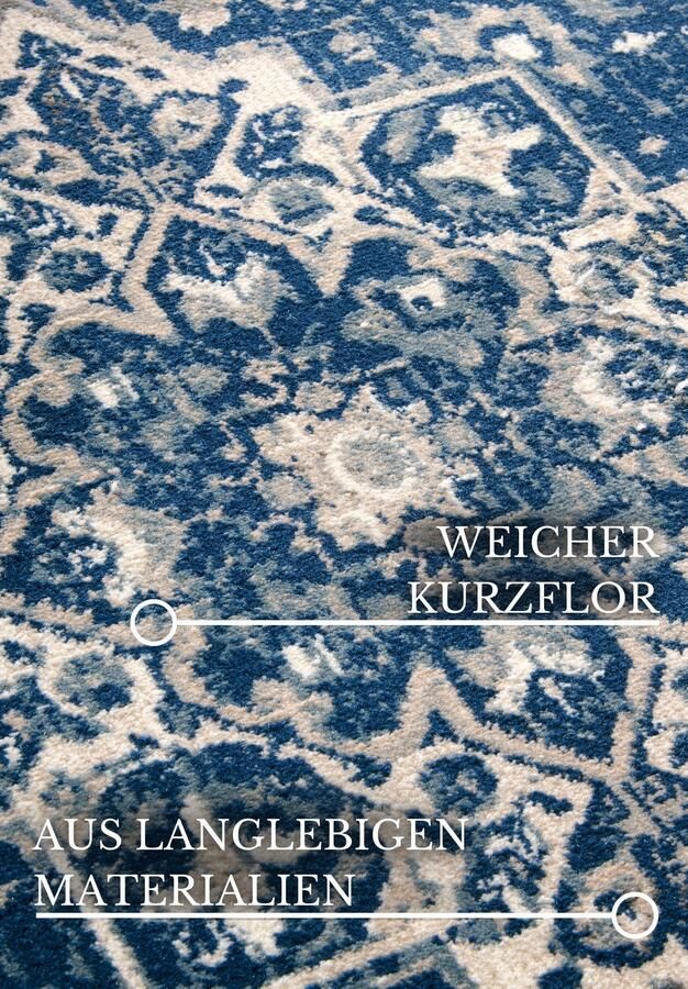 Hanse Home Villeroy & Boch 1869 Short Pile Rug Jehanne Blue Cream 120x170 cm