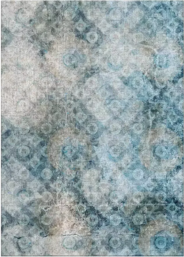 Jackie And The Fish Circle Splashing Drops Vloerkleed 170x240 Rechthoek Laagpolig Tapijt Modern Beige Blauw Taupe