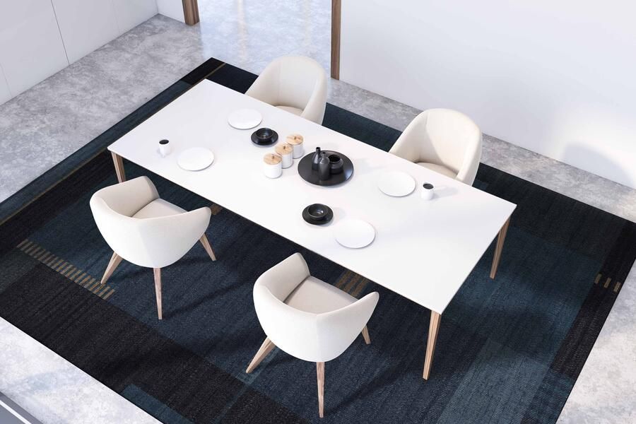 Jackie And The Fish Frauhaus In the Navy Rond Vloerkleed 200 rond Laagpolig Rond Tapijt Modern Antraciet Beige Blauw - Foto 2